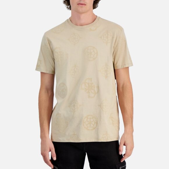 Guess Men s Relaxed-Fit Peony Logo Graphic T-Shirt Neutral Sand Size S - Picture 1 of 6